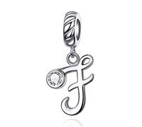 LaMenars - Ciondolo a forma di lettera dell'alfabeto, in argento Sterling 925, compatibile con braccialetti e collane europei e Argento, colore: Lettera F., cod. SCC1183