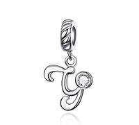 LaMenars - Ciondolo a forma di lettera dell'alfabeto, in argento Sterling 925, compatibile con braccialetti e collane europei e Argento, colore: Lettera Y, cod. SCC1183