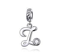 LaMenars - Ciondolo a forma di lettera dell'alfabeto, in argento Sterling 925, compatibile con braccialetti e collane europei e Argento, colore: Lettera Z., cod. SCC1183