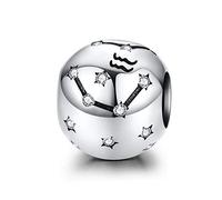 LaMenars Ciondolo a forma di segno zodiacale, in argento Sterling 925, compatibile con braccialetti e collane Chamilia e europei (Acquario: 1.20-2.18)