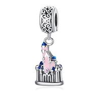 LaMenars Ciondolo Castello Magico per Braccialetti Ciondoli con Perline in Argento Sterling 925 con Cubico Buon Compleanno Anniversario Gioielli Regali per Donne Ragazze Moglie