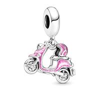LaMenars Ciondolo Ciondolo Scooter Rosa per Braccialetti Ciondoli con Perline in Argento Sterling 925 con Cubico Buon Compleanno Anniversario Gioielli Regali per Donne Ragazze Moglie