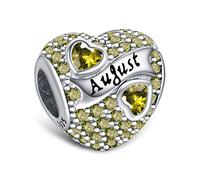 LaMenars Ciondolo con pietra portafortuna per braccialetto, in argento Sterling 925, compatibile con braccialetti e collane, con zirconia cubica 5A, regalo per Natale, San Valentino, festa della mamma