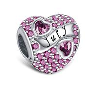 LaMenars Ciondolo con pietra portafortuna per braccialetto, in argento Sterling 925, compatibile con braccialetti e collane, con zirconia cubica 5A, regalo per Natale, San Valentino, festa della mamma