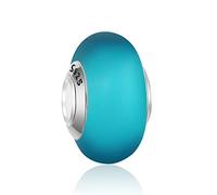 LaMenars Ciondolo in vetro di Murano verde opaco Perline in argento sterling 925 Adatto a bracciali Regali di gioielli di compleanno di Halloween Donne Ragazze