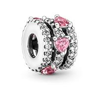 LaMenars Ciondolo Zircone Rosa per Braccialetti Ciondoli con Perline in Argento Sterling 925 con Cubico Buon Compleanno Anniversario Gioielli Regali per Donne Ragazze Moglie