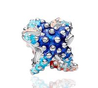 LaMenars Colgantes de Abalorios Bicolour Starfish Beads Charms Originales Plata de Ley 925 con Circonita Cúbica para Europeo Pulseras Brazaletes Collares para Mujer Temporada de graduaciones