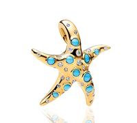 LaMenars Colgantes de Abalorios Golden Blue Starfish Charms Originales Plata de Ley 925 con Circonita Cúbica para Europeo Pulseras Brazaletes Collares para Mujer Temporada de graduaciones
