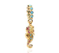 LaMenars Colgantes de Abalorios Golden Seahorse Pendant Charms Originales Plata de Ley 925 con Circonita Cúbica para Europeo Pulseras Brazaletes Collares para Mujer Temporada de graduaciones