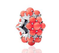 LaMenars Colgantes de Abalorios Pink Coral Spacer Beads Charms Originales Plata de Ley 925 con Circonita Cúbica para Europeo Pulseras Brazaletes Collares para Mujer Temporada de graduaciones