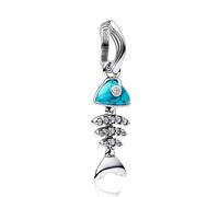 LaMenars Colgantes de Abalorios Turquoise Fishbone Pendant Charms Originales Plata de Ley 925 con Circonita Cúbica para Europeo Pulseras Brazaletes Collares para Mujer Temporada de graduaciones
