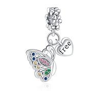 LaMenars Farfalla libera Charm for 925 Argento Sterling per Bracciali delle donne e collane Pendente Pendente per il giorno di Natale San Valentino Festa della mamma Regali per le ragazze