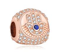 LaMenars Hamsa, Ciondolo a Tre Lati con Occhio Onniveggente e Piuma, Perline in Argento Sterling 925, Adatto per Bracciali, Gioielli di Compleanno di Halloween, Regali per Donne e Ragazze