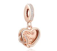 LaMenars Hand Drawn Love Heart Happy Anniversary Pendente in argento sterling 925 perline con zirconi per l'Europa Regali per donna Bracciale e collana