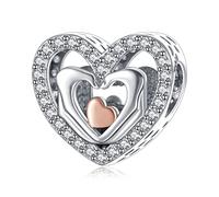 LaMenars Hand Drawn Love Heart Happy Anniversary Pendente in argento sterling 925 perline con zirconi per l'Europa Regali per donna Bracciale e collana