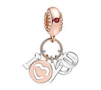LaMenars Kiss Charms Uomo e Donna per Bracciali con perline a cuore rosso argento per collane e ciondoli San Valentino Festa della mamma Regalo di compleanno