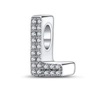 LaMenars Lettera L Charm Perline in Argento Sterling 925 per Braccialetti con Zirconia Cubica 5A, Regali Gioielli di Compleanno Donne Ragazze