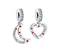LaMenars Moon and Love Charm for 925 Sterling Silver per le donne Bracciali e collane Pendente Pendente per il giorno di Natale San Valentino Festa della mamma Regali per le ragazze