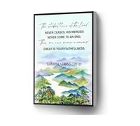 Lamentations 3:22-23 Watercolor Canvas, Great is Thy Faithfulness Bible Verse Wall Art(Unframed,08x12inch(20x30cm))
