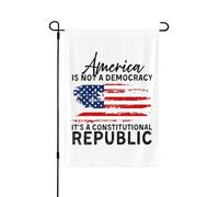 L'America è una democrazia, è una repubblica costituzionale. Bandiera da giardino 12x18. Bandiere per esterni. Bandiera per decorazione del giardino, piccola decorazione per esterni.