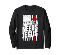 l'America ha Bisogno di Gesù Cristiano Fede Chiesa Patriottica Gesù Maglia a Manica