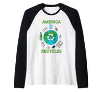 l'America ricicla Il Design Simpatico del Personaggio rispettoso della Terra Maglia con Maniche Raglan