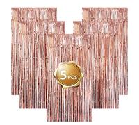 Lametta Vorhang Glitzer Stile Invernale, 5 Pezzi di Folie con Frange Luminose e Lamellen, Ideale per Matrimoni, Compleanni, Bachelorette Party e Bühnendekor（Rose）