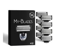 Lamette compatibili con Gillette Mach3, My-Blades® 8 lamette di ricambio a 3 lame, acciaio placcato platino con banda lubrificante, plastica ridotta ed ecologiche