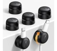 Lamicall [6 Pezzi] Clip per Cavo a Molla - [360° Rotazione Migliorata] Fermacavo Autoadesivo Senza Residui, Gestione Cavo per HDMI, USB, PC, TV, Casa, Cucina, Ufficio (8mm) - Nero