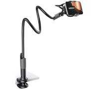 Lamicall Supporto Telefono, Collo D'oca Supporto Regolabile - Universale Stand per iPhone 16 15 14 13 12 Pro Max, Plus Mini XS XR X 8 7, Switch, Samsung S10 S9 S8, Scrivania, Altri Smartphone - Nero