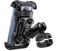 Lamicall Supporto Telefono Moto - [Antifurto] [Doppio Antivibrazione] Braccio Estensione Metallo, Porta Telefono Bici, 2 x 360° Girevole Supporto Manubrio per iPhone 16 15 14 13 e 4,7-6,8" Smartphone