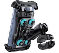 Lamicall Supporto Telefono Moto - [Antifurto] [Doppio Antivibrazione] Braccio Estensione Metallo, Porta Telefono Bici, 2 x 360° Girevole Supporto Manubrio per iPhone 16 15 e 4,7-6,8" Smartphone, Blu