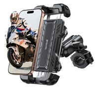 Lamicall Supporto Telefono Moto - [Braccio Estensione Metallo] [Doppio Antivibrazione] Antifurto, Porta Telefono Bici, 2 x 360° Girevole Supporto Manubrio, per iPhone 16 15 e Altri 4,7-6,7" Smartphone