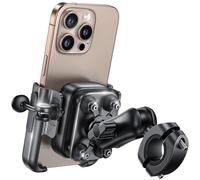 Lamicall Supporto Telefono Moto - [Tutto Metallo] [Antivibrazione] [Braccio Retrattile] Antifurto, 2 x 360° Rotazione, Porta Telefono Bicicletta, per iPhone 16 15 e Altro Smartphone da 4,7-7,2" - Nero