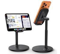 Lamicall Supporto Telefono Scrivania Regolabile - [Altezza & Angolo Regolabili] Porta Cellulare da Tavolo con Base Metallica Stabile, Supporto Universale per iPhone/Android e 4-10" Smartphone & Tablet