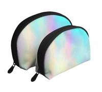 Lamina di ologramma con texture arcobaleno molto bella, Borsa per trucco a conchiglia Portamonete da donna Borsa da toilette piccola Borsa per cosmetici 2 pezzi