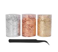 Lamina D'oro per Unghie in 3 Colori, Decorazione Fai Te con Scaglie D'oro, Ottone Rosso Rame Alluminio 10 G per la Pittura di Nail Art con Robusta Scatola di Plastica per la