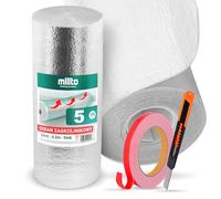 Lamina Isolante Termico Termoriflettente 5m x 0,5m x 3mm | Pellicola Riflettente per Rermosifone Rotolo Foglio per Pareti dei Termosifoni Isolamento Posteriore Nastro Biadesivo Taglierino