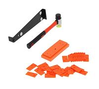 Laminate Floor Installation Tool Kit | 40 Spacers & Rubber Hammer for Wood Flooring | Tapping Block & Pull Bar for DIY Projects | Sturdy Iron Alloy Construction