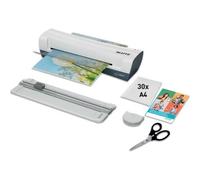 Laminatrice Leitz iLAM Home A4 grigia e bianca accessori riscaldamento rapido