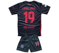 Lamine Yamal Maglia da calcio per bambini n. 19, set completo da calcio Barca con maglietta, pantaloncini, calzini, parastinchi e accessori, maglietta Barcellona per allenamento e tempo libero, rosso