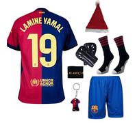 Lamine Yamal Maglia per bambini #19 - Set completo da calcio Barca con maglietta, pantaloncini, calze, parastinchi e accessori | Maglia Barcellona per bambini, allenamento e tempo libero (4-14 anni),