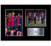 Lamine Yamal Robert Lewandowski Raphinha Football Players A4 stampato con autografo da esposizione, regalo per i fan del Barcellona
