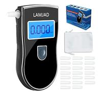 LAMJAD Etilometro professionale, tester di alcool portatile, con retroilluminazione blu, schermo LCD e 20 bocchini, tester per test per uso personale e professionale