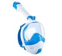 Lamker Maschera da snorkeling integrale per adulti con supporto per fotocamera rimovibile a 180°, vista panoramica, anti-perdita, colore bianco, S/M