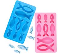 Lamkrtlp 2 Pcs Stampo in Silicone Pesce 3D, Stampo In Silicone A 8 Fori, per Cioccolato Fatto a Mano, Dessert, Sapone o cubetti di Ghiaccio