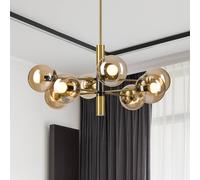 Lamkur Plafoniera Natalia, color oro, Ø 68 cm, vetro, a 8 luci, E14 Lamkur