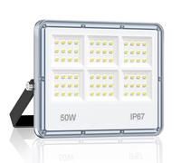 LAMLAMCK 50W Faretto LED Da Esterno - 5000LM 72 LEDs Super Luminoso Faro LED, Faretti Da Esterno Impermeabile IP67, 7000K Bianca Fredda Lampada per Garage, Cortili, Fabbriche, Strade, Stadi