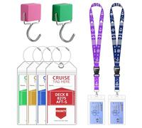 Lammcou Etichette Bagaglio XXL per Crociere, porta carte impermeabile & lanyard con ganci magnetici - Set viaggio per AIDA, TUI, MEIN SCHIFF & MSC