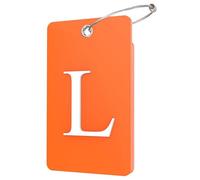Lammcou Etichette per Valigie Aereo, Targhetta in gomma personalizzata con porta indirizzo e cavo in acciaio inossidabile, Luggage Tags Suitcases Labels (Arancione, L)